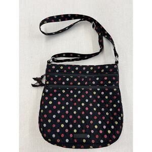 Vera Bradley Triple Zip Crossbody Purse Havana Dots